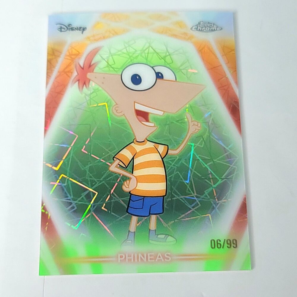 Phineas Topps 2026 Disney Chrome Neon Green Laser Limited 06/99